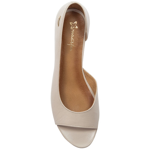 Macelka Półbuty Damskie Skórzane Beżowo Złote