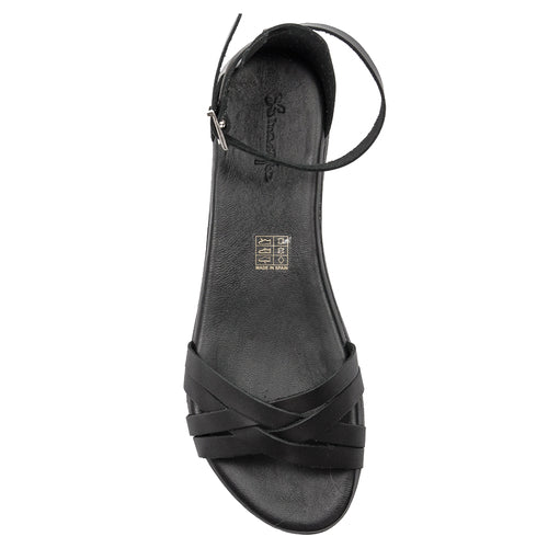 Macelka Black leather women's flat sandals